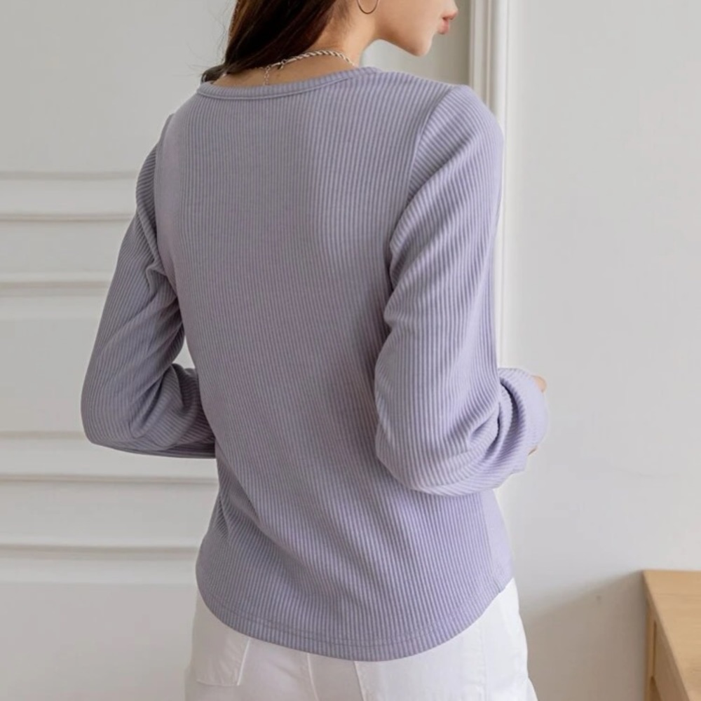 Solid Rib-Knit Tee - Picture 9 of 10